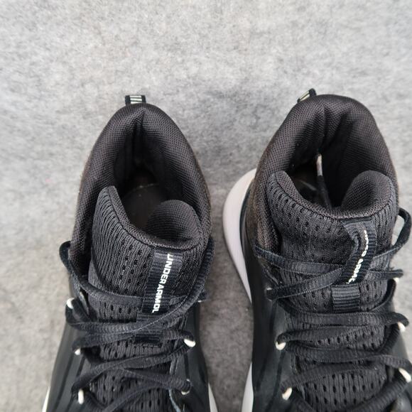 Under Armour Shoes Kids 5Y Basketball Sneakers Lockdown Mid Black Lace Up Youth - Picture 3 of 12